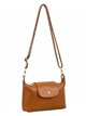 Leather crossbody bag with flap marron