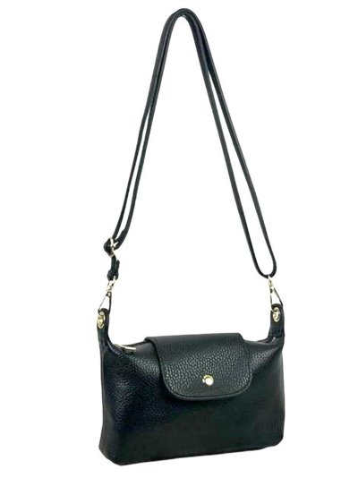 Leather crossbody bag with flap negro