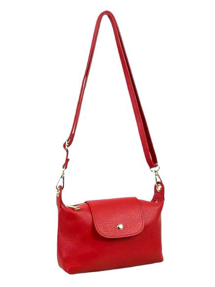 Leather crossbody bag with flap rojo