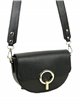 Leather crossbody bag with metallic detail negro