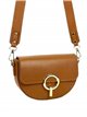 Leather crossbody bag with metallic detail marron