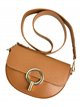 Leather crossbody bag with metallic detail marron