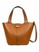 2 pieces leather Tote bag + crossbody bag marron