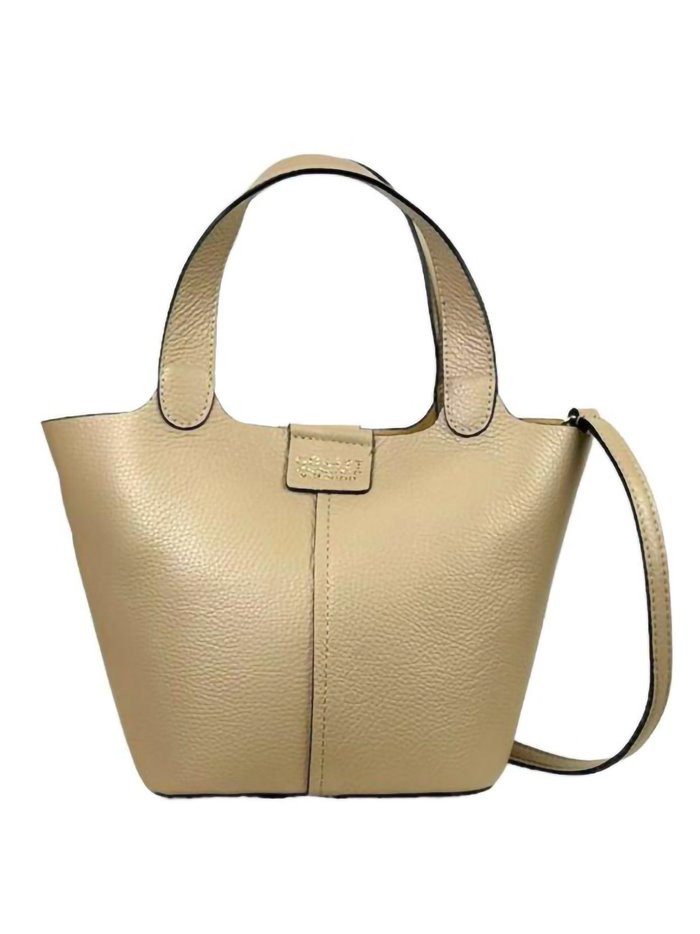 2 pieces leather Tote bag + crossbody bag taupe