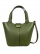 2 pieces leather Tote bag + crossbody bag verde-olivo