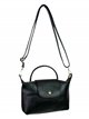 Leather crossbody bag with flap negro