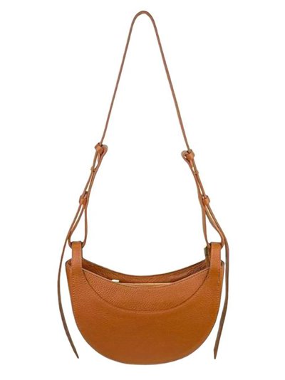 Half moon leather crossbody bag marron