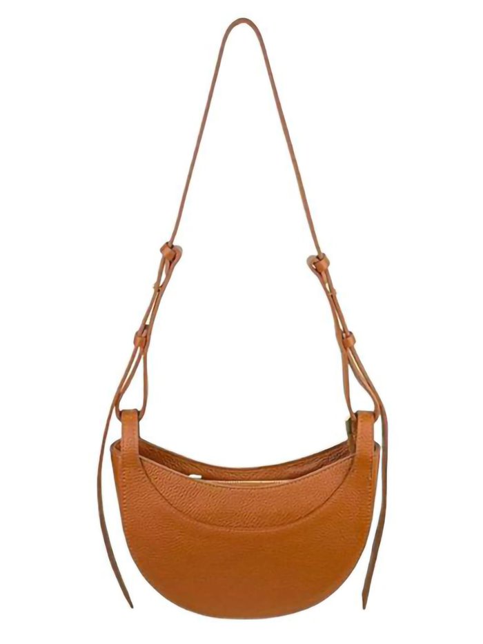 Half moon leather crossbody bag marron