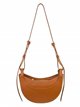 Half moon leather crossbody bag marron