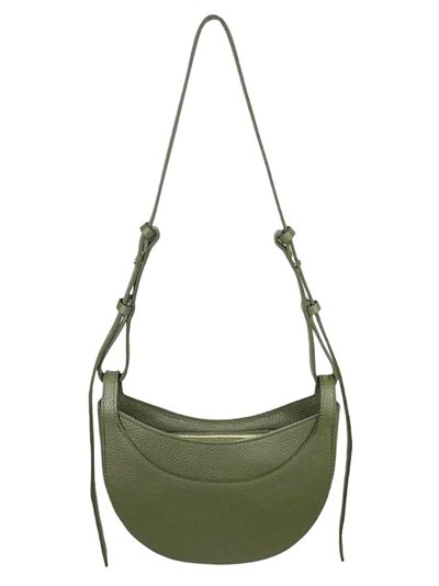 Half moon leather crossbody bag verde-olivo