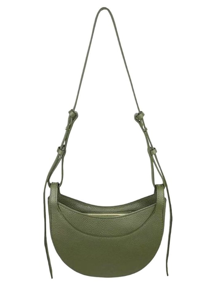 Half moon leather crossbody bag verde-olivo