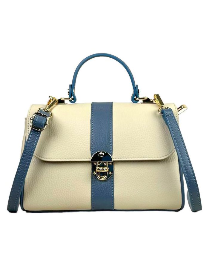 Leather contrast citybag with flap azul-marino