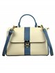 Leather contrast citybag with flap azul-marino