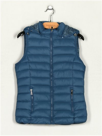 Quilted waistcoat with hood blue (S-XL)