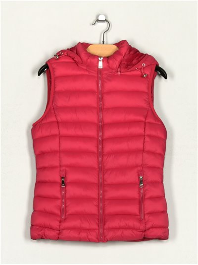 Quilted waistcoat with hood fuschia (S-XL)