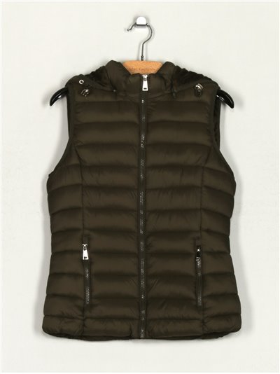 Quilted waistcoat with hood dark-green (S-XL)