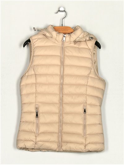 Quilted waistcoat with hood beige (S-XL)