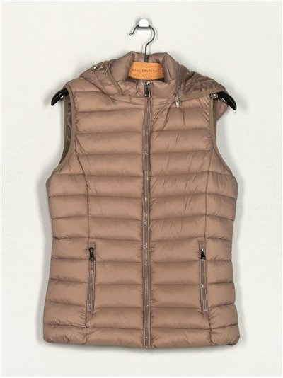 Quilted waistcoat with hood khaki (S-XL)