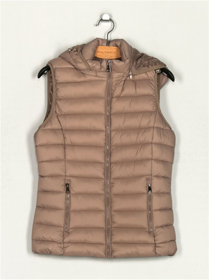 Quilted waistcoat with hood khaki (S-XL)