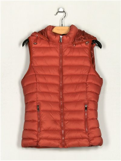 Quilted waistcoat with hood show-red (S-XL)