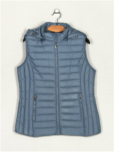 Quilted waistcoat with hood blue (42-50)