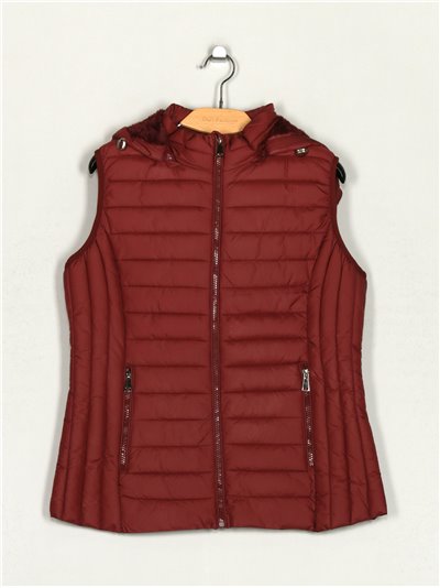 Quilted waistcoat with hood bordeaux (42-50)