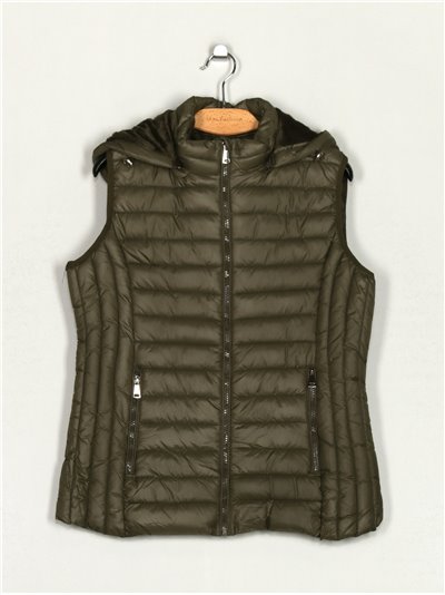 Quilted waistcoat with hood green (42-50)