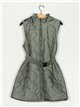 Quilted long waistcoat with hood pea-green (S-XL)