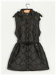 Quilted long waistcoat with hood black (S-XL)