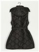 Quilted long waistcoat with hood black (S-XL)