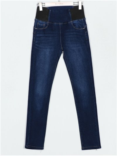 Jeans cintura elástica tiro alto azul (S-XXL)