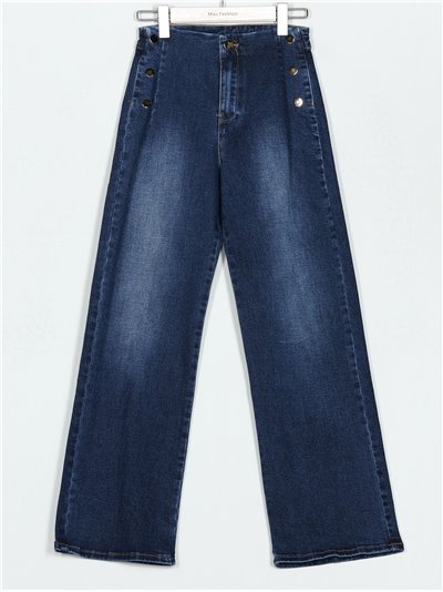 Straight jeans with buttons azul (S-XXL)