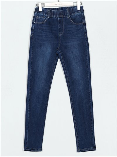 Jeans cintura elástica tiro alto azul (36-46)