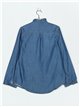 Pleated denim blouse azul (S-XXL)