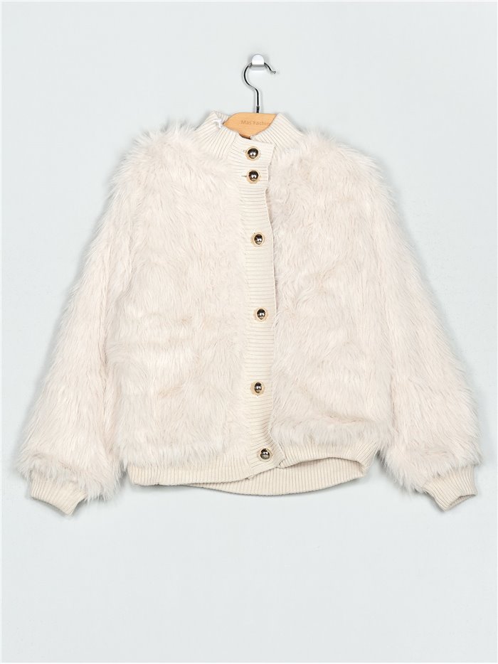 Knitted cardigan with faux fur (S/M-L/XL)