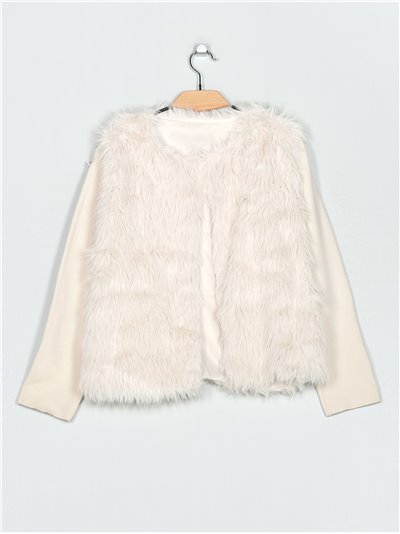 Knitted cardigan with faux fur (S/M-L/XL)