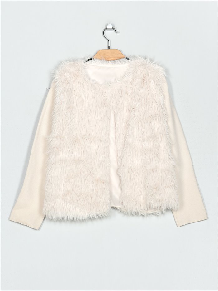 Knitted cardigan with faux fur (S/M-L/XL)