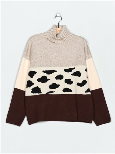 Roll neck animal print sweater (M/L-L/XL)