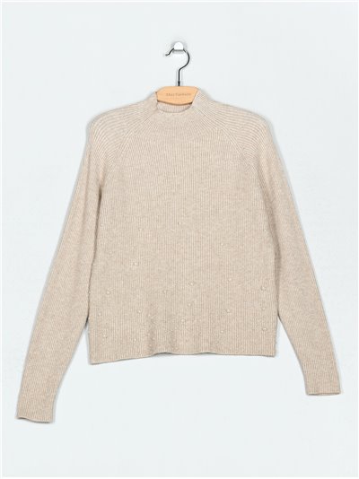 Ribbed sweater with pearl beads (M/L-L/XL)