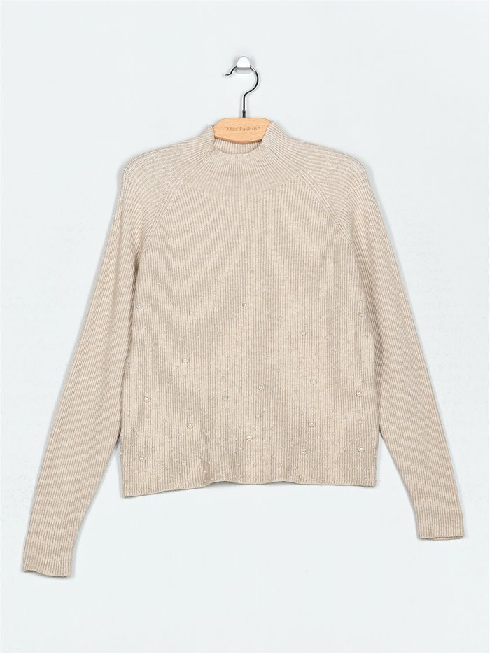 Ribbed sweater with pearl beads (M/L-L/XL)