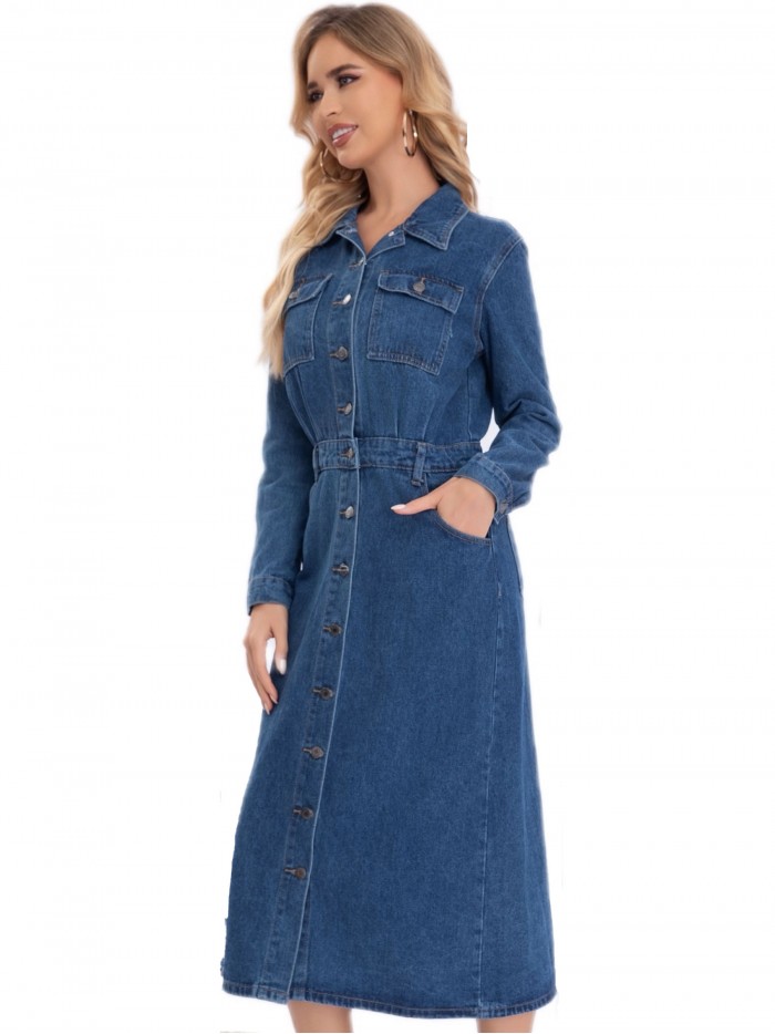 Vestido camisero denim azul (S-XXL)