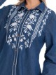 Embroidered floral denim shirt azul (S-M-L)