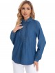 Pleated denim blouse azul (S-XXL)