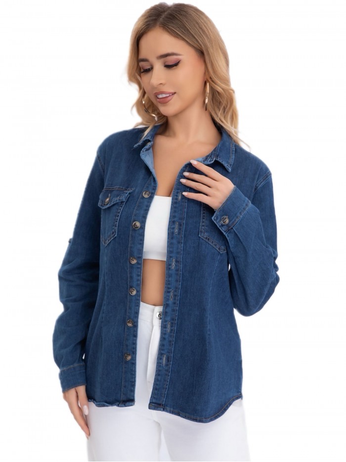 Elastic denim shirt azul (S-XXL)