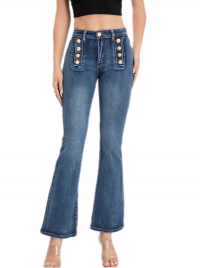 Jeans flare botones azul (S-XXL)