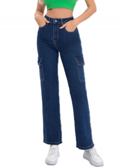 Straight cargo jeans azul (XS-XL)