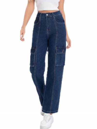 Straight cargo jeans azul (XS-XL)