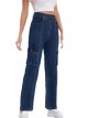 Jeans rectos cargo azul (XS-XL)