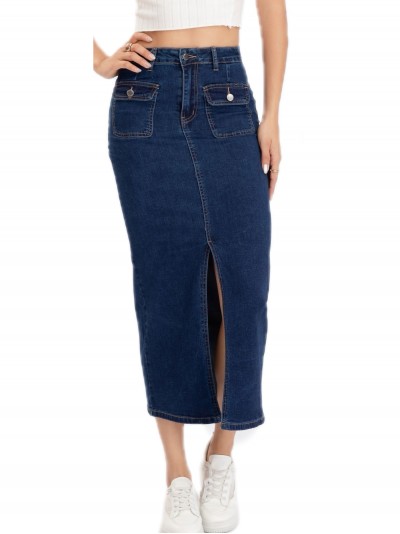 Long denim skirt with pockets azul (S-XXL)