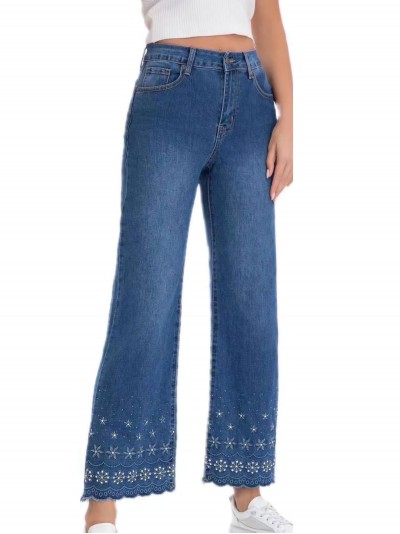 Embroidered straight jeans azul (S-XXL)